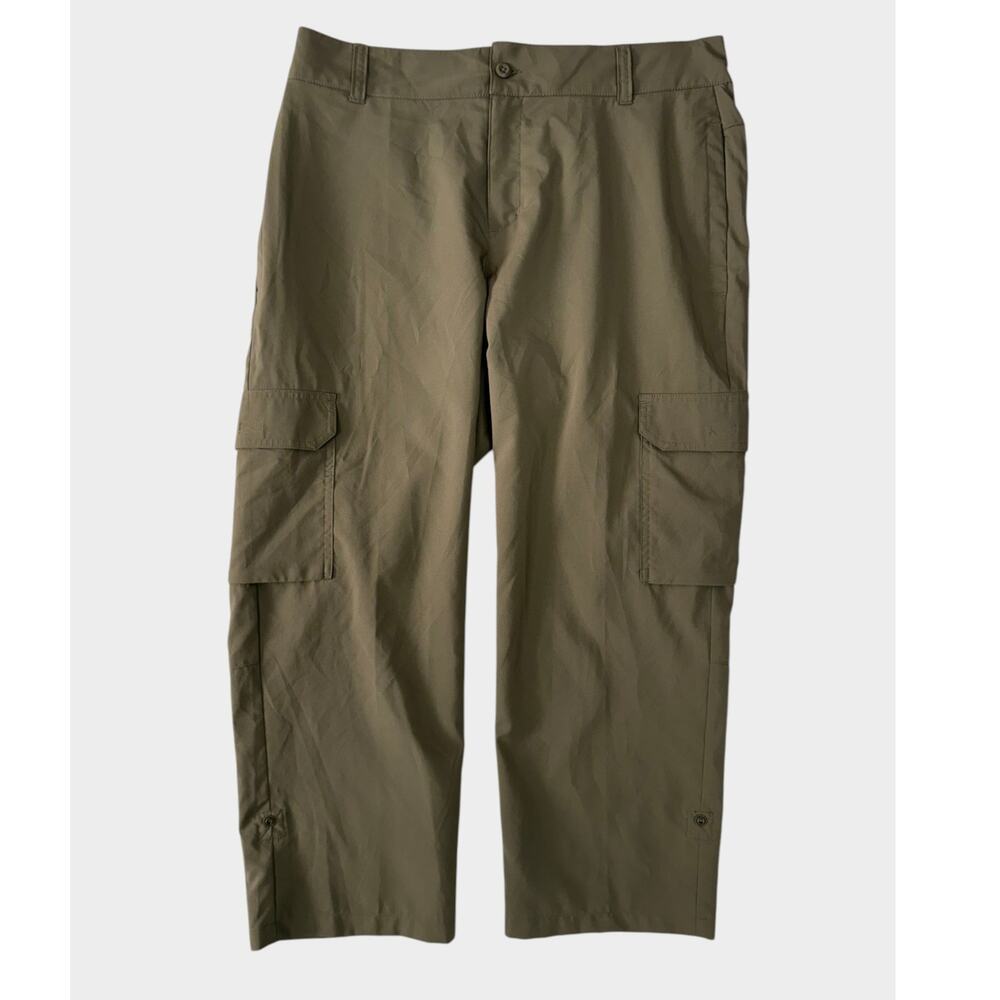 Columbia Womens Size 10 Capri Olive Green Cargo Pants 100% Polyetser
